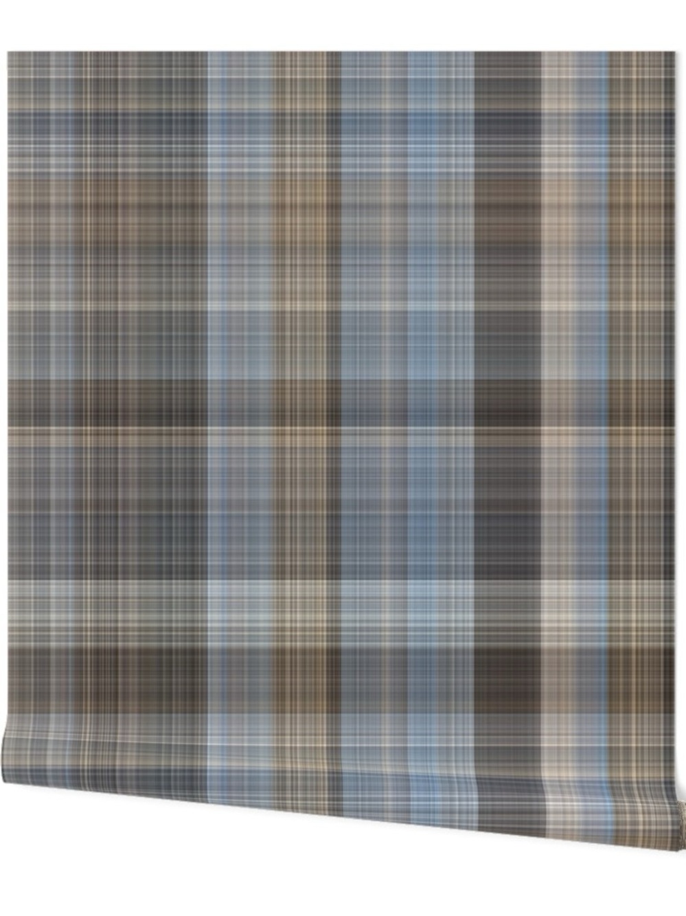 Spoonflower Brown and Light Blue Plaid peel and stick wallpaper